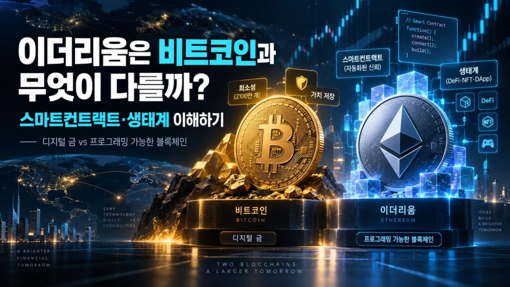 이더리움과 비트코인 차이 블로그 대표이미지