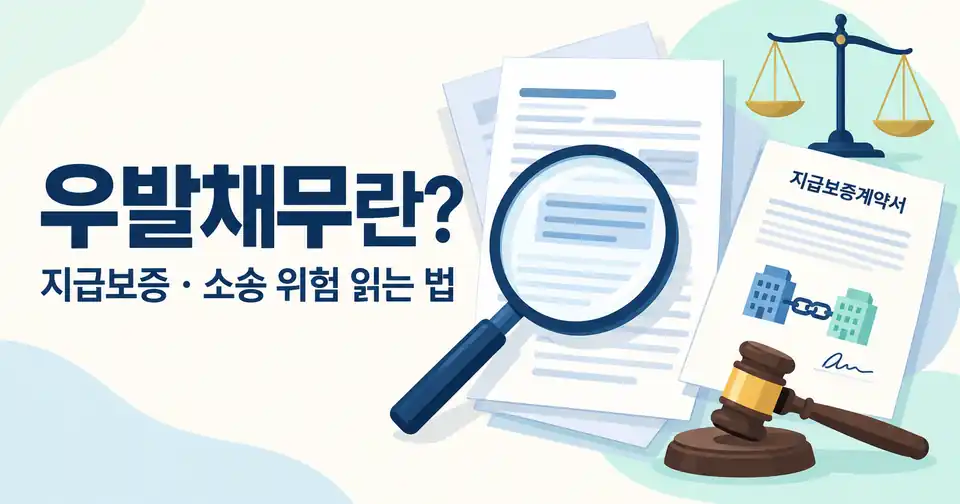 재무제표 주석의 지급보증과 소송 위험을 살펴보는 우발채무 개념 이미지