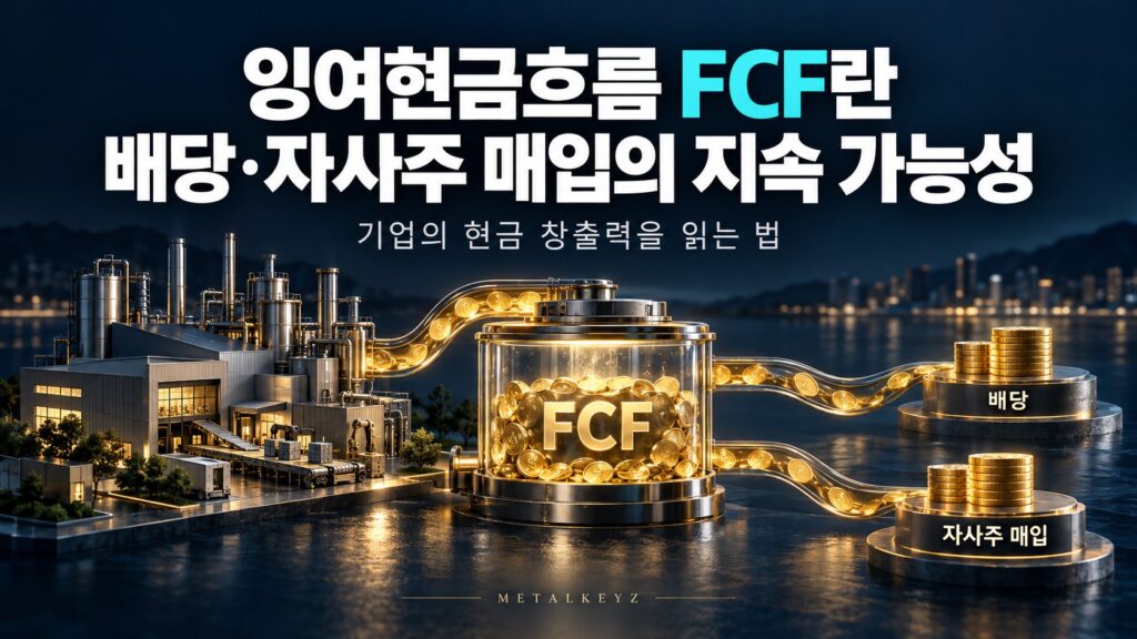 기업의 잉여현금흐름 FCF가 배당과 자사주 매입으로 이어지는 모습을 표현한 이미지